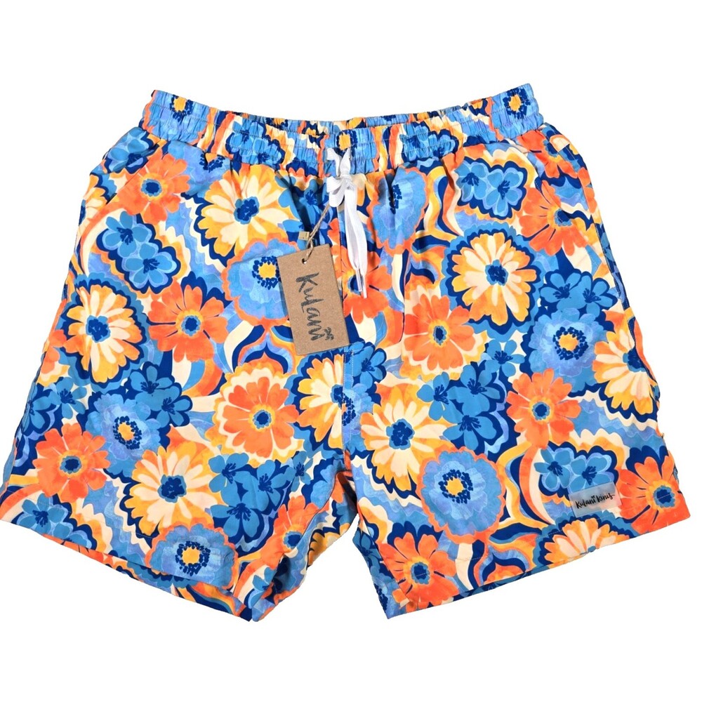 Kulani Kinis Swim Trunks Havana Heat Print Men’s Size Medium Orange New